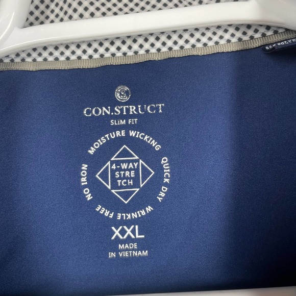Con.struct Black White Slim Fit QuickDry No Iron Wrinkle Moisture Wick Shirt 2XL - Picture 3 of 6